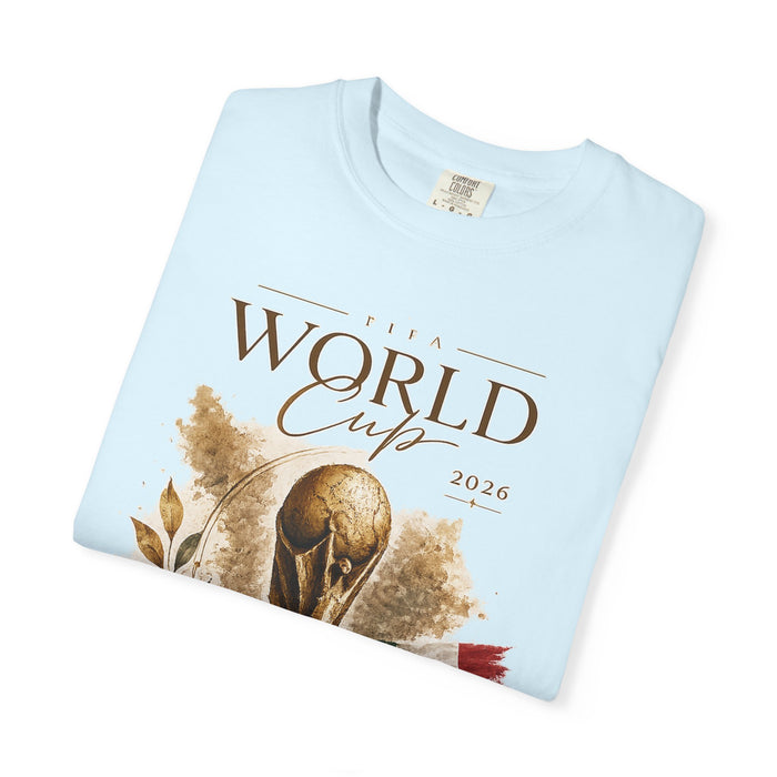 World Cup 2026 Mexico T-Shirt — FIFA Trophy Design with Mexican Flag