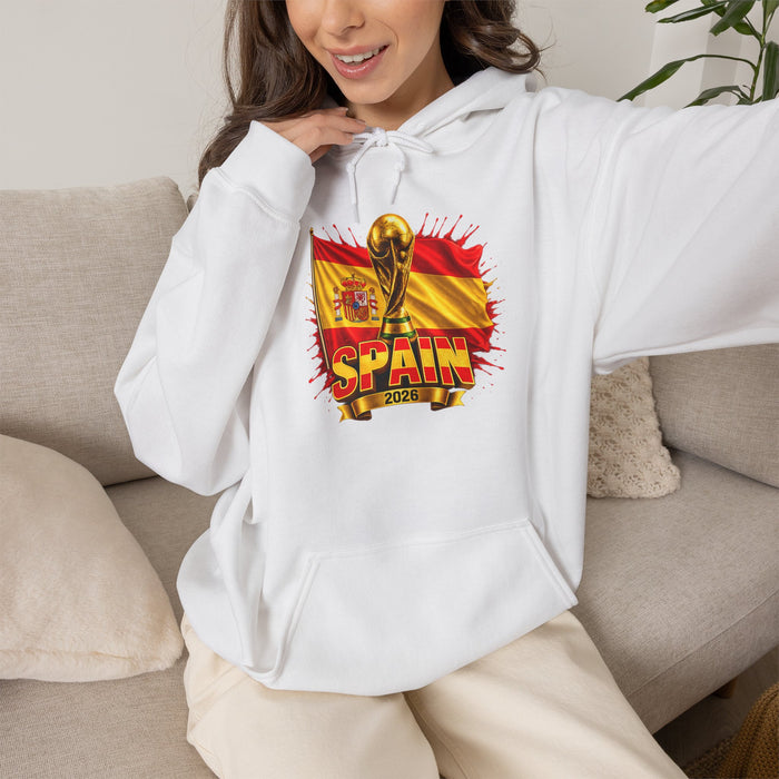 Spain World Cup Trophy Hoodie — Spanish Flag Soccer Fan Pullover