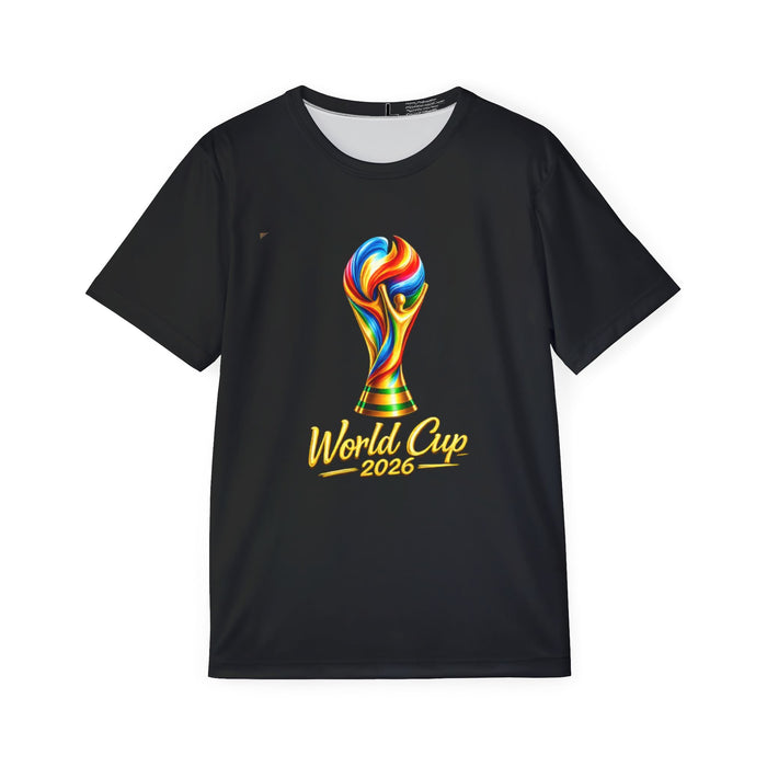 World Cup 2026 Jersey – Men's Black Soccer Tee with Colorful Trophy Graphic