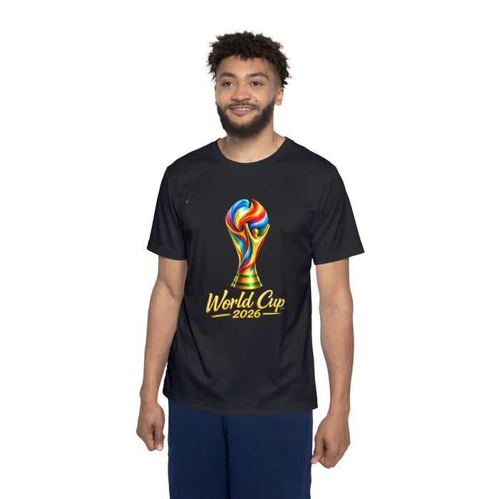 World Cup 2026 Jersey – Men's Black Soccer Tee with Colorful Trophy Graphic