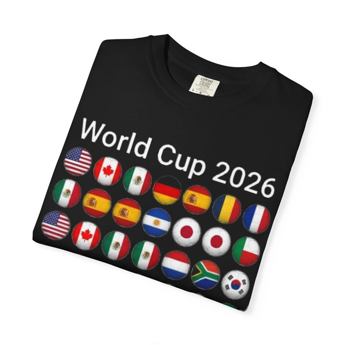 World Cup 2026 Flags T-Shirt — USA Canada Mexico Soccer Tournament Tee