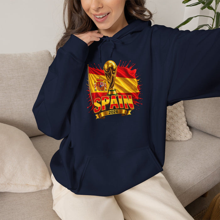 Spain World Cup Trophy Hoodie — Spanish Flag Soccer Fan Pullover