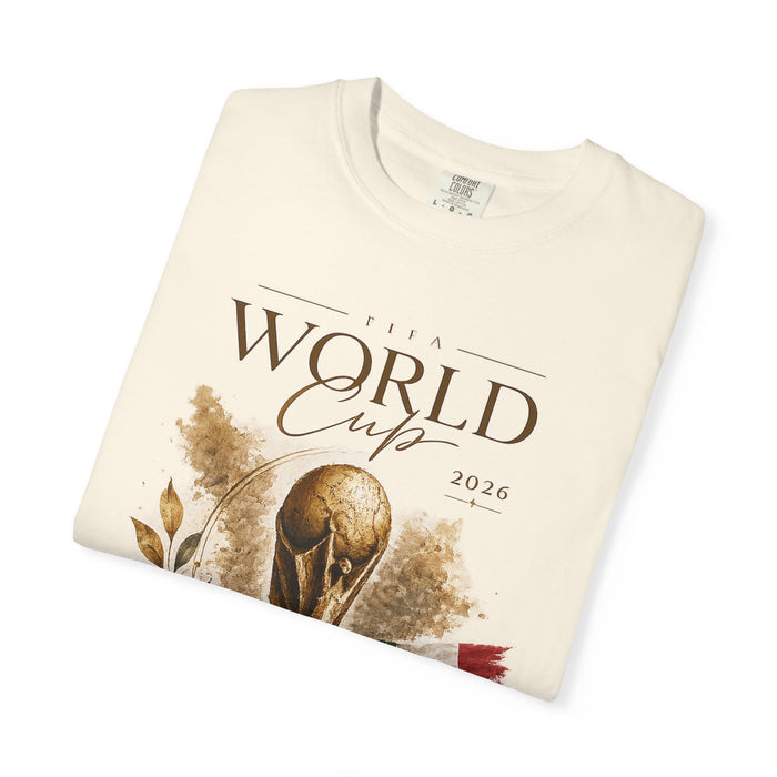 World Cup 2026 Mexico T-Shirt — FIFA Trophy Design with Mexican Flag