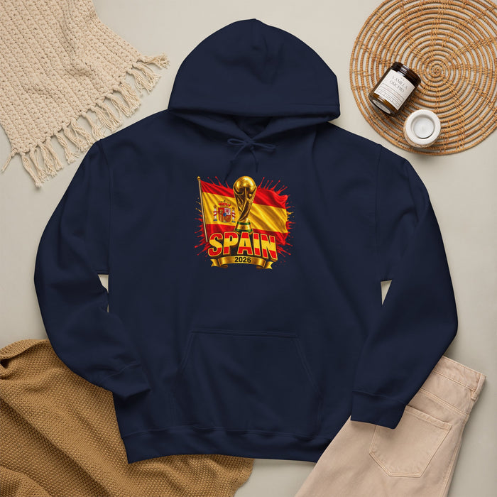 Spain World Cup Trophy Hoodie — Spanish Flag Soccer Fan Pullover