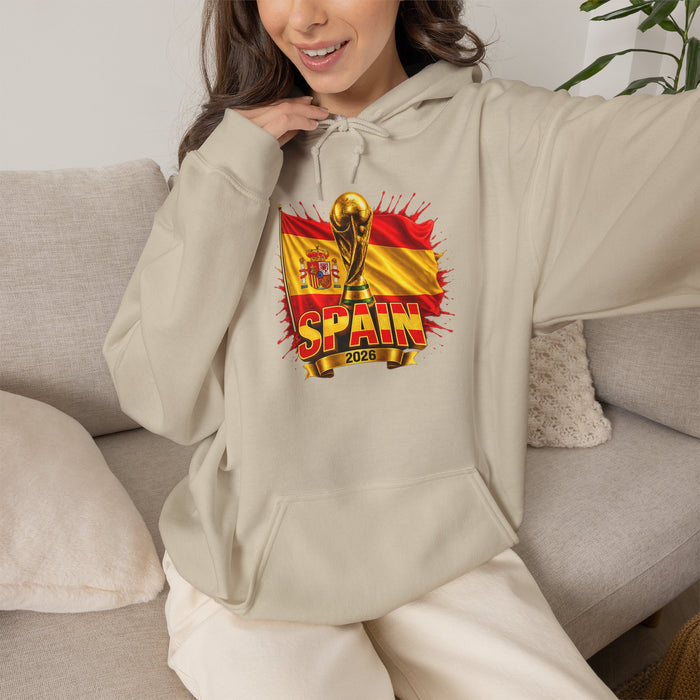 Spain World Cup Trophy Hoodie — Spanish Flag Soccer Fan Pullover