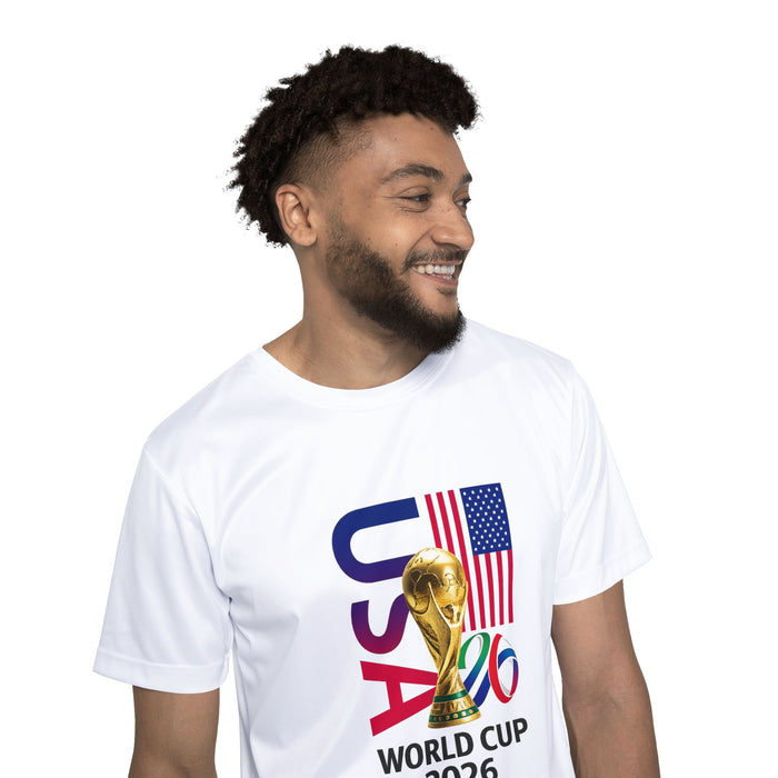 USA 2026 World Cup Soccer Jersey — Men's Short-Sleeve Fan Tee with Trophy Graphic